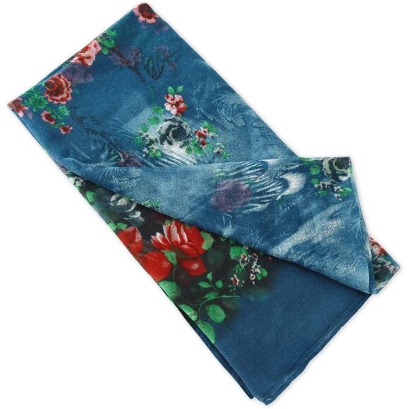 Women  B-gray Fashion Flowers Print Scarves Winter Head Shawl Cotton Wrap - Picture 7 of 7